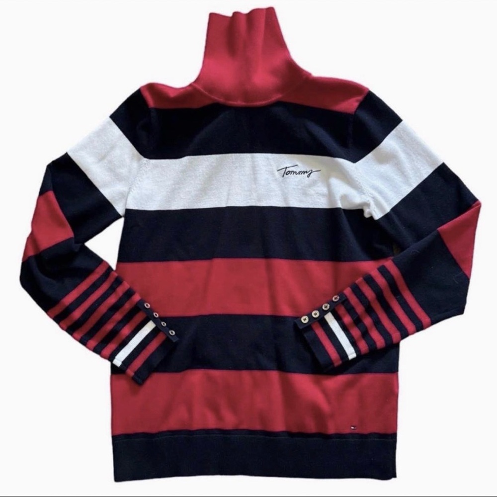 Tommy Hilfiger Men's Turtleneck Sweater - Red, White, and Black
